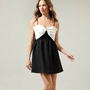 Sugarlips Black Dress with White Bow Accent